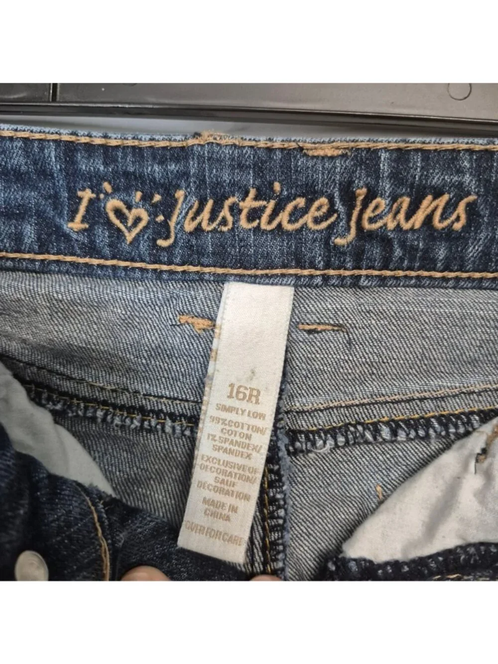 Girls Justice Jeans Denim Shorts Distressed Blue Size 16R Simply Low Stretch - Picture 5 of 7